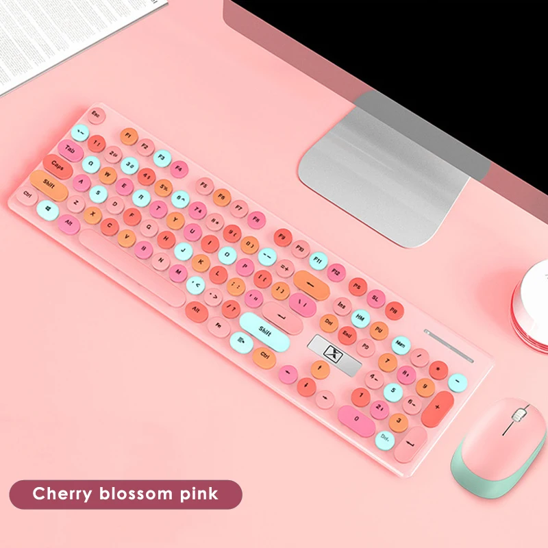 

104 Keys 2.4G Wireless Feel Silent Keyboard Mouse kits For Macbook Lenovo Asus Dell HP Computer Keypad Girls