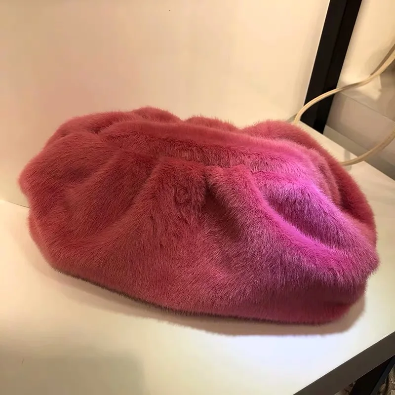 Large rose red Роскошный дизайнерский облачный Женский Повседневный клатч, сумка-мессенджер со складками, маленькая милая дамская сумка через плечо - Цвет: Large rose red
