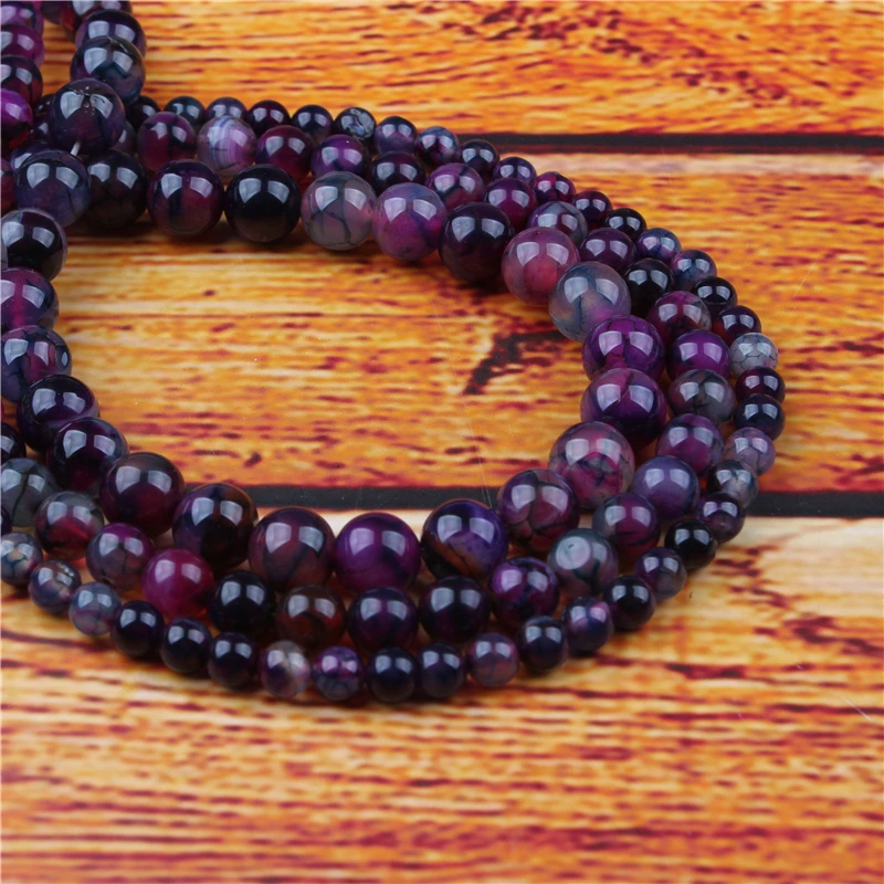 

Purple Dragon Agate Natural Stone Bead Round Loose Spaced Beads 15 Inch Strand 4/6/8/10/12mm For Jewelry Making DIY Bracelet