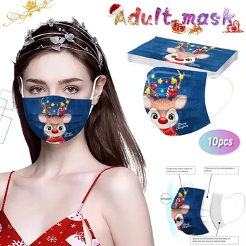 

20/10PC Christmas Disposable Masks Masques Chirurgicaux Jetables High Quality Mask Industrial 3Ply Earhook Christmas Party Mask
