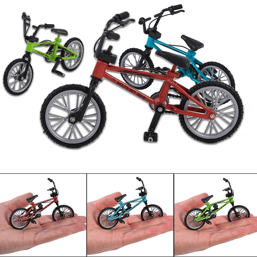 Detectorcatty Mini Size Simulation Alloy Finger Bike Children Kid Funnt Mini Finger Bike Toy with Brake Rope Best Birthday Gift 