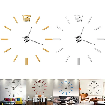 

New Frameless Creative Wall Clock Living Room DIY 3D Home Decor Mirror Large Art