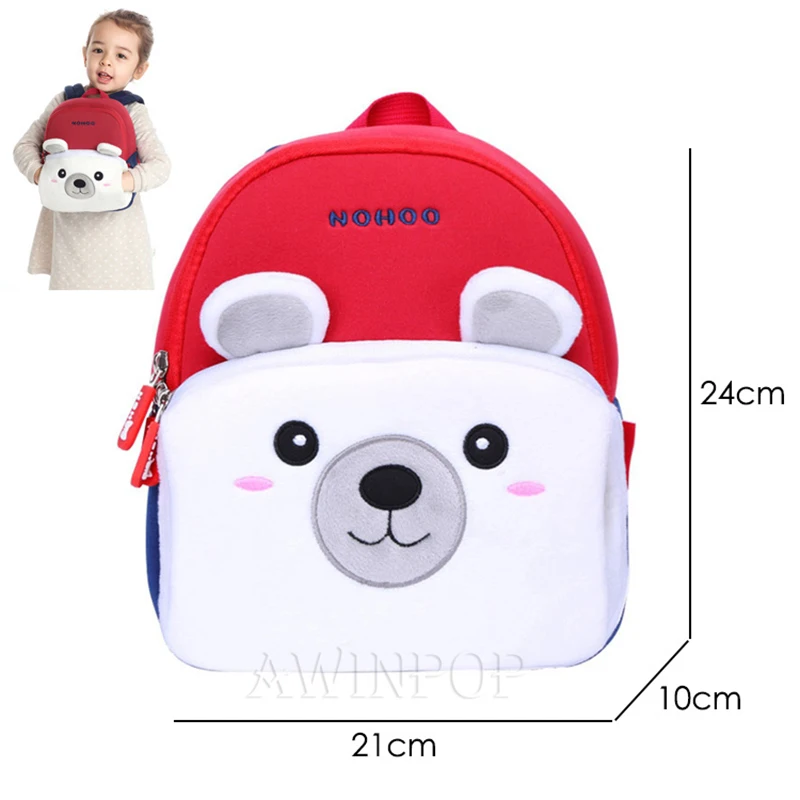 white bear-small Школьные рюкзаки для девочек и мальчиков с изображением белого медведя из мультфильма; дизайнерские рюкзаки с милыми животными для детского сада; школьный рюкзак с грелкой для рук; подарок - Цвет: white bear-small