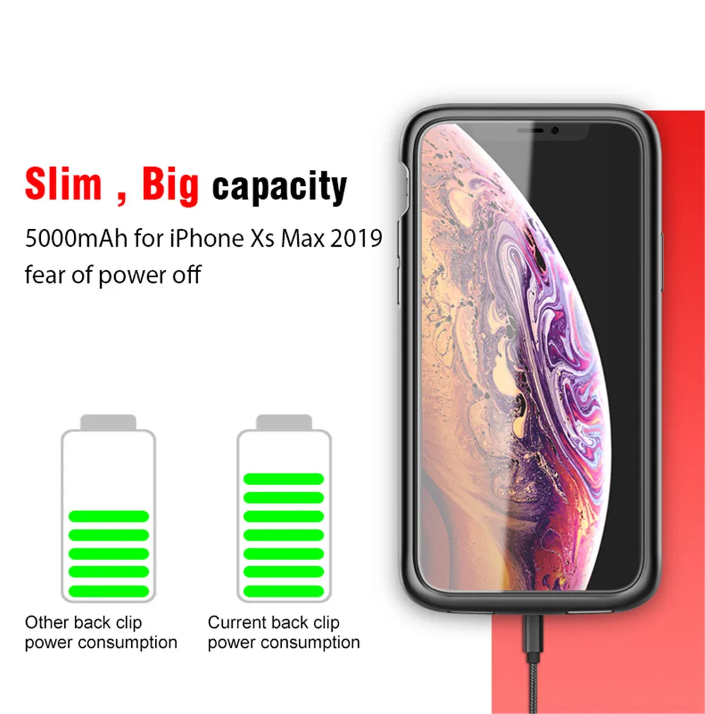 Чехол для аккумулятора для iphone 11 Pro Max внешний аккумулятор зарядное устройство чехол для iphone 11 4800/5000 мАч Зарядное устройство Чехол