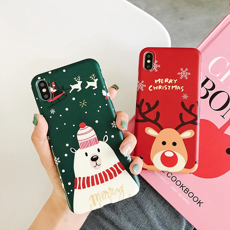 Чехол для телефона с рождественским рисунком для iPhone XR XS Max 6 6S 7 8 Plus X милый Санта Клаус дерево Лось американский Лось мягкий чехол для телефона подарок Подарочные коробочки