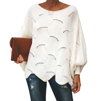 

Oversize Knitted Sweater Women Jumper Spring Autumn Bat Sleeve O Neck Loose Casual Pullovers Solid Color sueter mujer verano