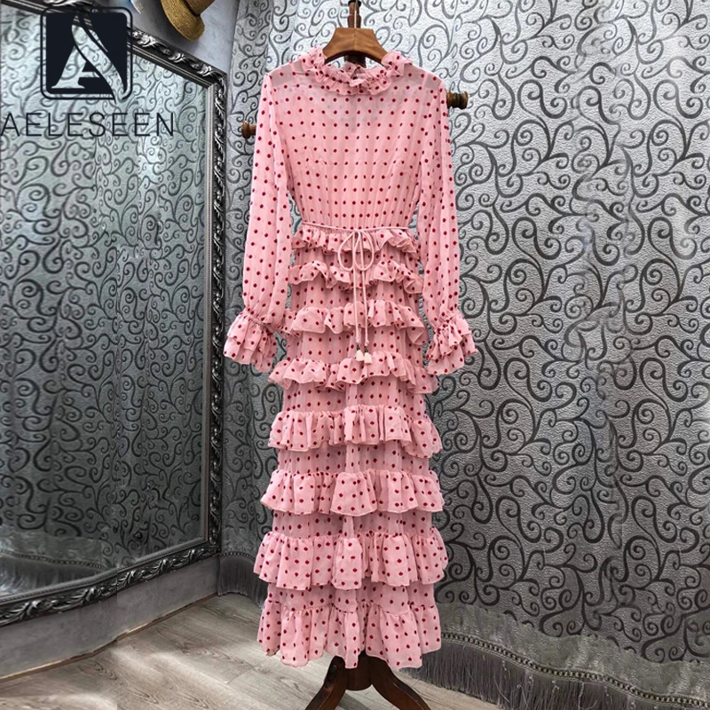 AELESEEN Luxury Women Autumn Dress Runway Fashion