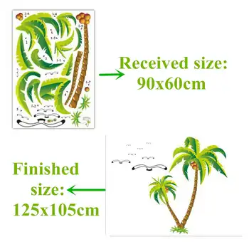 

New Colorful Coconut Tree Seagulls Wall Sticker PVC Furniture Removable Wall Stickers for Home Living Room Glass Door Decoration