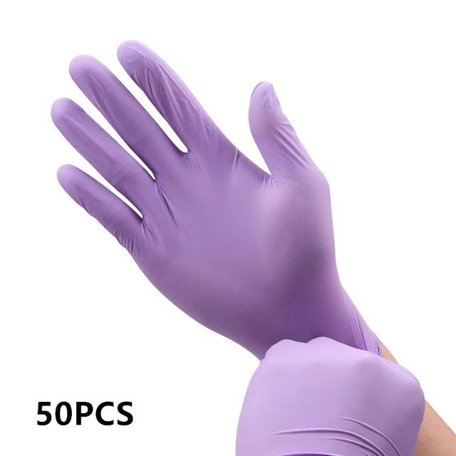 Nitrile Gloves Disposable Powder Free Safety Work Gloves White Purple Black Gloves Working For Kitchen Household Food Grade Purple-50PCS
