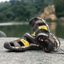 Новинка года; летние мужские сандалии; Повседневная обувь в римском стиле; дышащие мужские сандалии; Удобный светильник вьетнамские сандалии