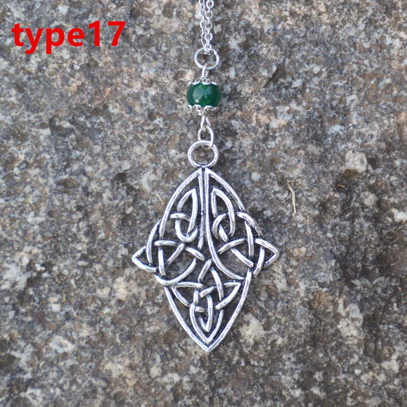 Metal Celtics Pendant Necklace With Natural Stone Celtics Collection Jewelry