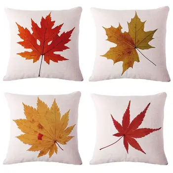 

Fall Decor Cotton Linen Leaves,Maple Leaf Autumn Decorations Cushion Covers 18 x 18 Inch Sofa Home Decor Throw Pillow Case Pillo