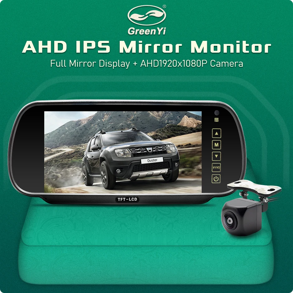 7 inch AHD Car Mirror Monitor 170&deg; 1080P Rear View AHD Camera High Definition Vehicle IPS Full Mirror Display