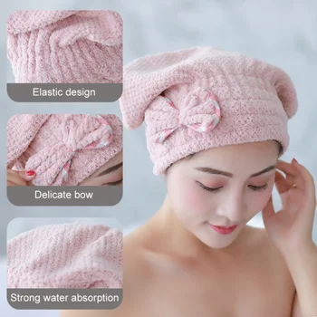 

Microfiber Hair Turban Shower Cap Quickly Dry Hair Shower Hat Super Absorbent Wrapped Towel Bathing Cap Bathroom Accessories