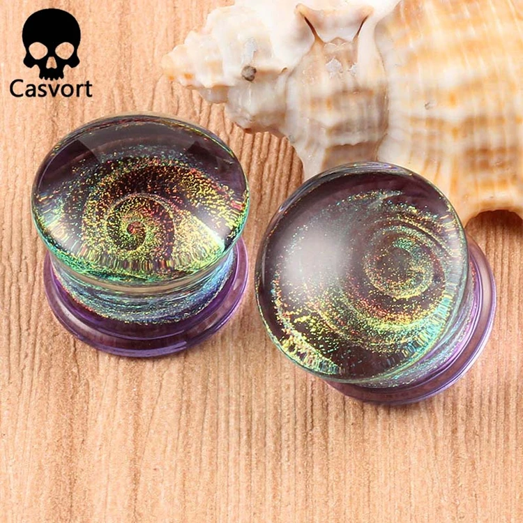 Casvort 2 шт. новые стеклянные серьги для тела, ювелирные изделия, расширители для пирсинга, затычки, стрелы, ушные датчики, подарок для женщин и мужчин