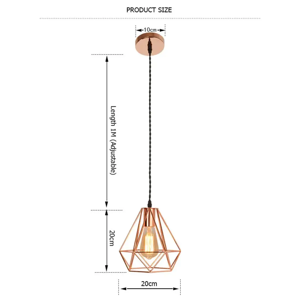 Modern Industrial Vintage Pendant Light Cage Iron Art Ceiling Light Lampshade for Bar Coffee House Bedroom Living Room