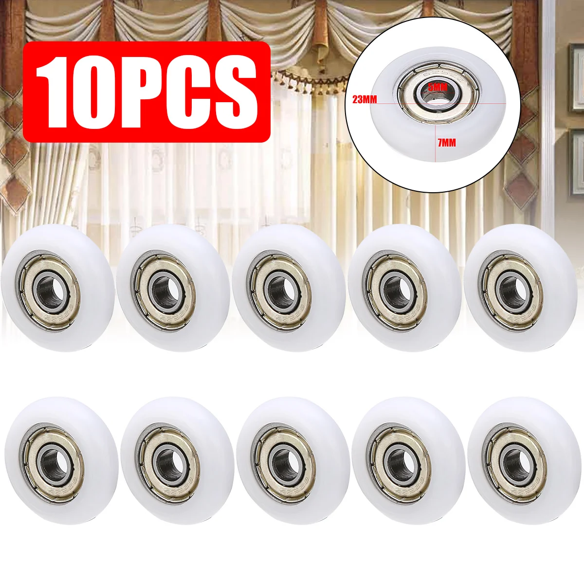 10pcs 23mm Plastic Sliding Shower Door Window Roller Wheel Runner Pulley Replace