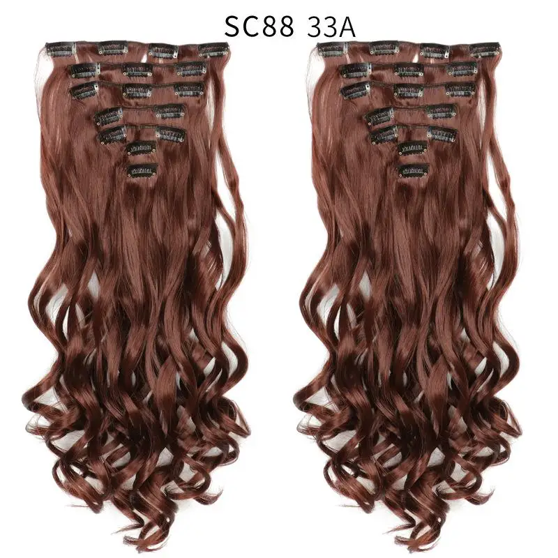 P4/24 MERISI HAIR 22 синтетические волосы с глубокой волной, термостойкий светильник, коричневый, серый, блондин, женский набор для наращивания волос на заколках, волосы с эффектом омбре - Цвет: P4/24