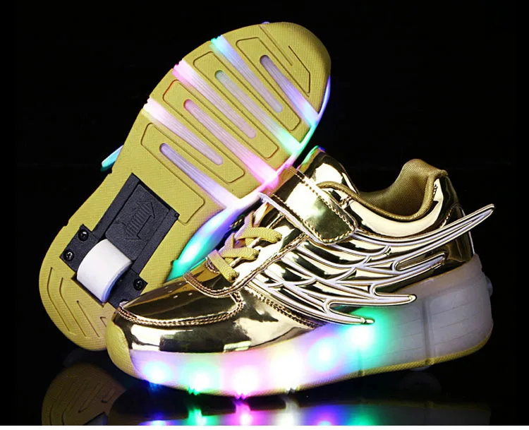 Heelys USB зарядка светодиодный Красочные Дети Мода кроссовки с одного колеса роликовые коньки обувь для мальчиков и девочек
