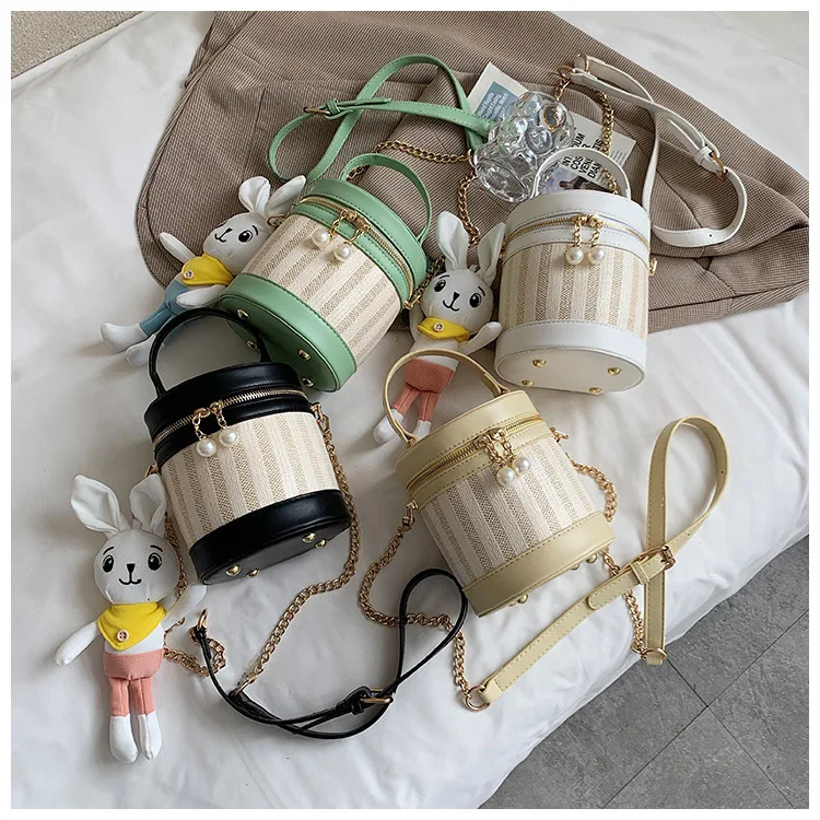 Summer Popular Bucket Handbags 2021 New Texture Fashion Woven One-Shoulder Messenger Bag Western-Style Woven Handbag