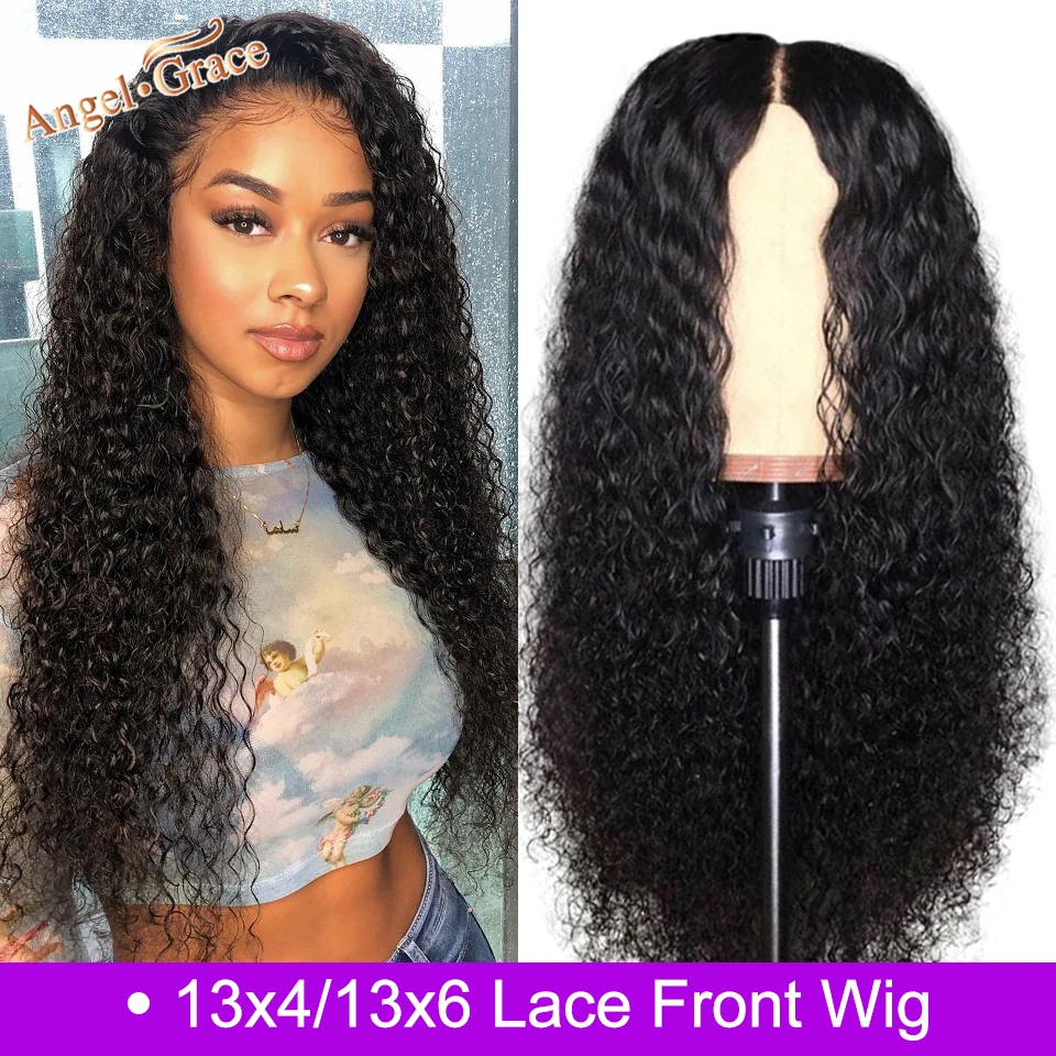 

Angel Grace Mongolian Kinky Curly Remy Human Hair Wig 13*4 /13*6 Glueless Lace Front Human Hair Wigs Pre Plucked With Baby Hair