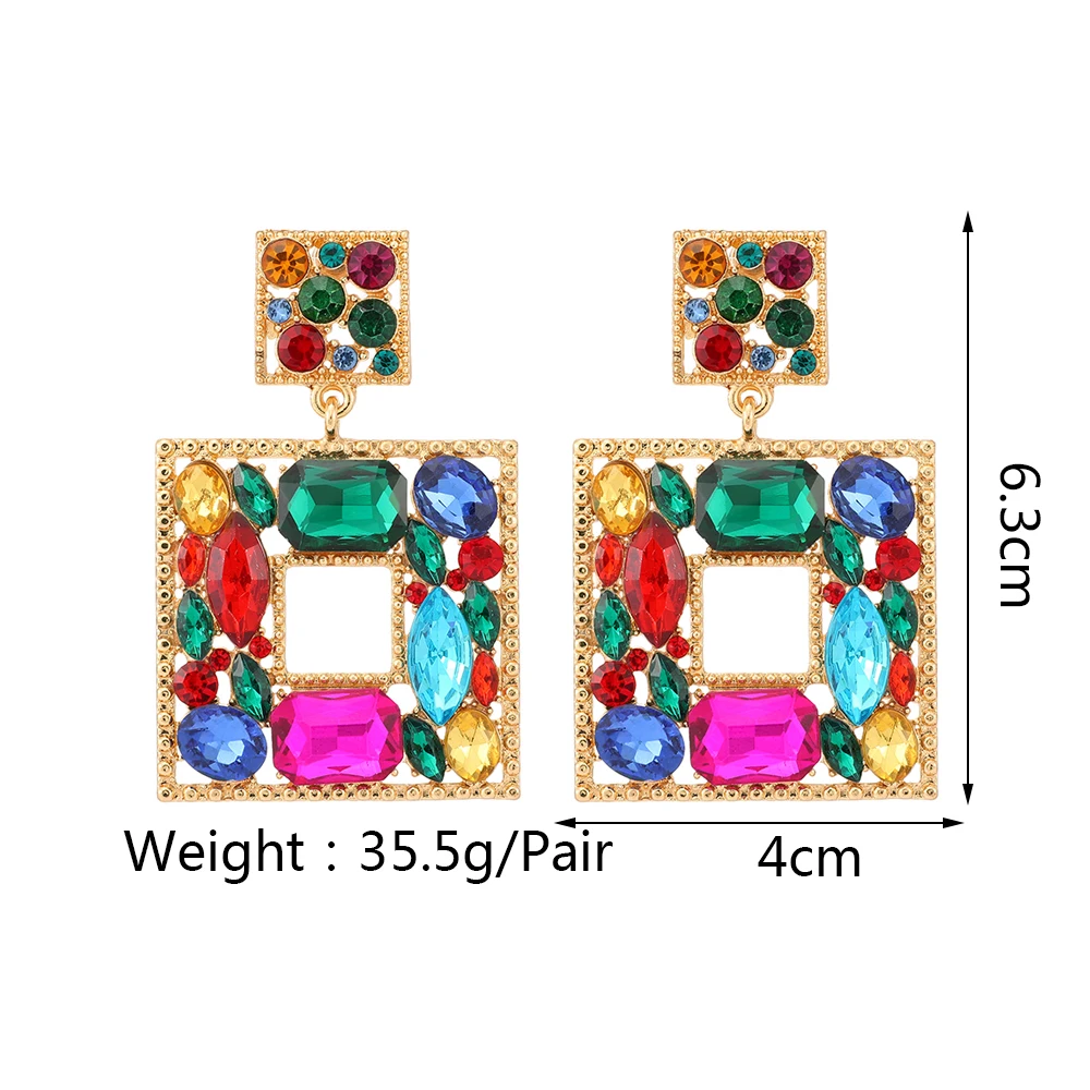 Charm Dangle Earrings For Women Girl 2022 Luxury Ear Accessories Vintage Fairy Square Crystal Brincos Christmas Pendant Jewelry 6