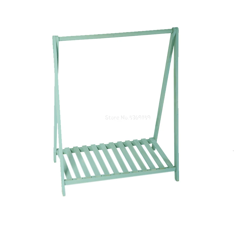 Two Multi-storey Flower Rack Chlorophytum Green Laojia Suspension Woodiness Solid Wood Flower Rack Grid Balcony A Living Room - Цвет: shelfRetroGreen