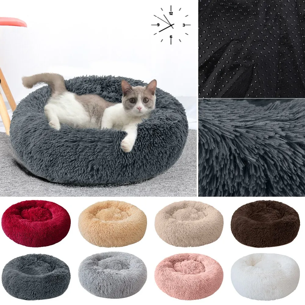 Круглый плюшевый домик для кошек, мягкий длинный плюшевый коврик для кошки, питомник, зимнее теплое спальное одеяло для щенка, переносные товары для кошек, Новинка