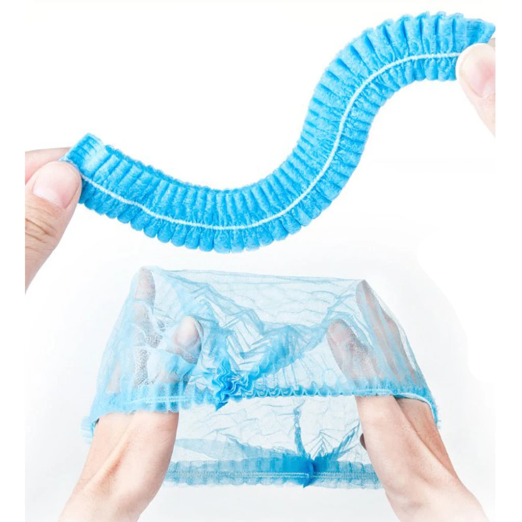 100Pcs Disposable Hair Caps Tanning Cap Catering Food Elasticated Hair Nets Non-woven Shower Caps Hair Salon Beauty Accessories