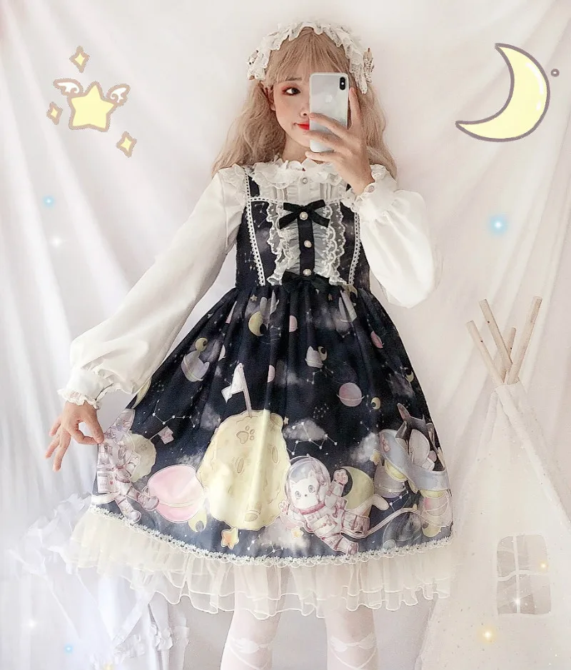 Only JSK dress Платье в стиле Лолиты; Новинка года; милое японское платье в стиле каваи; винтажное платье в стиле Лолиты на бретельках; вечерние платья для вечеринок - Цвет: Only JSK dress