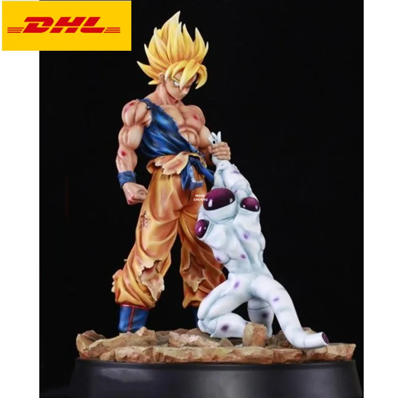 Цвет: желтый 1" аниме Dragon Ball Z статуя Сон Гоку против Frieza бюст сцена полная длина портрет Kakarotto анимационная фигурка GK игрушечная коробка 41 см V337 - Цвет: Цвет: желтый