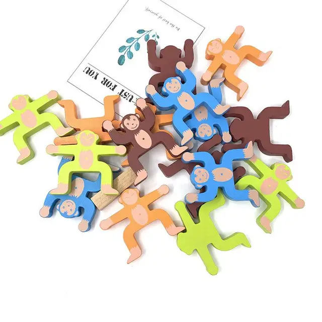 US $11.68 Wood Small Monkey Stacked High Large Color Stacked Music Montessori Educational Children's Puzzle B