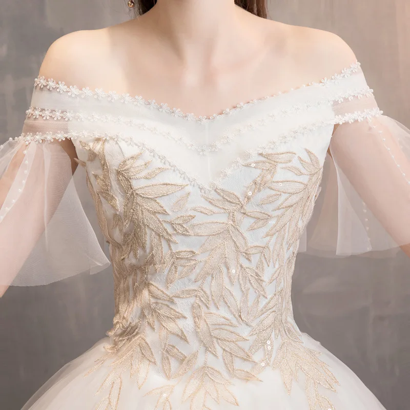 Элегантные белые свадебные платья со шнуровкой аппликации с плеча вечернее платье винтажное вечернее платье невесты Vestidos De Novia