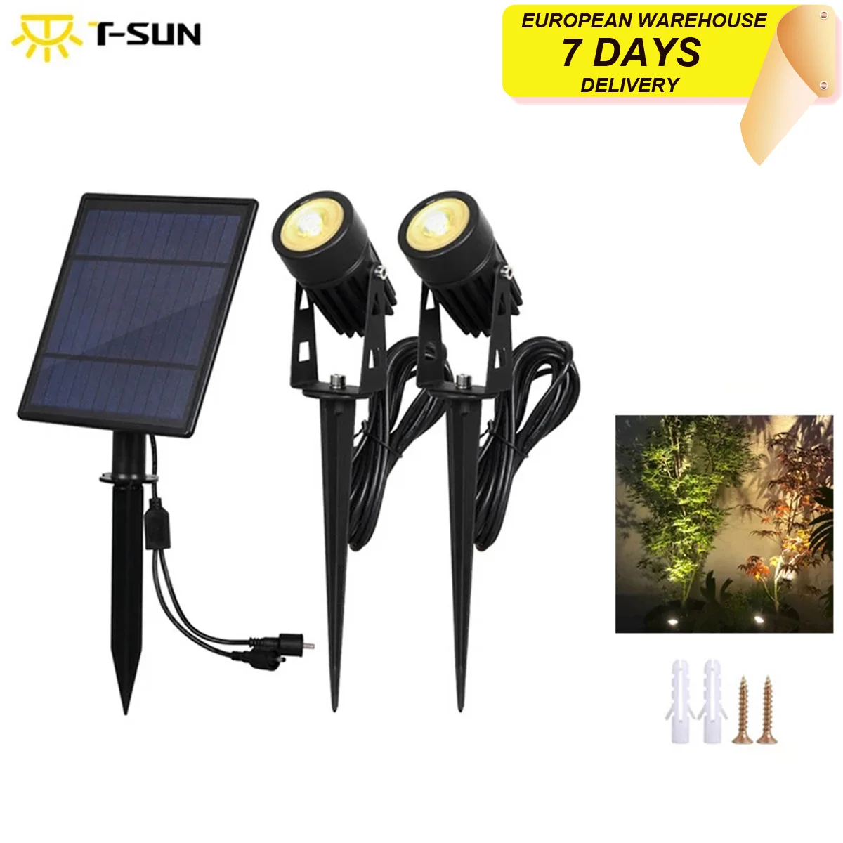 T-SUNRISE Waterproof IP65 Outdoor Garden LED Solar Light Super Brightness Garden Lawn Lamp Landscape Spot Lights