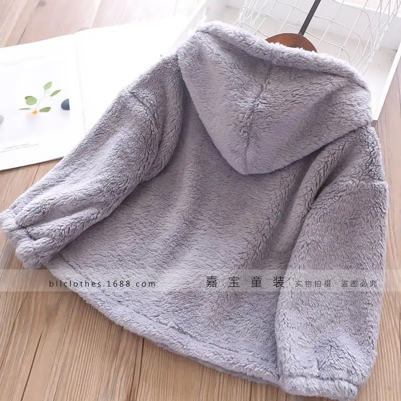 Fashion Winter Boys/Girls Warm Flannel Pajama Sets Cute Cartoon Children's Hooded Long Sleeve Sleepwear Suits Home Soft Pyjamas