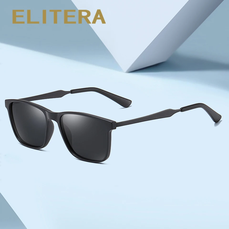 Мужские солнцезащитные очки ELITERA с поляризованными линзами, фирменный классический дизайн, квадратная оправа, солнцезащитные очки с покрытием