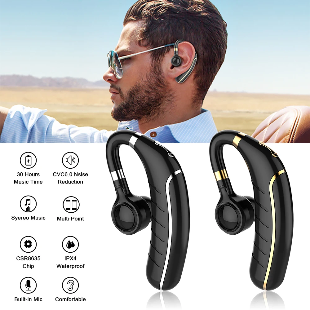 

XGODY FC1 Single Wireless Headset Ear Hook With Volume Control Noise Cancelling Bluetooth 5.0 Earphone Headphone For Android IOS