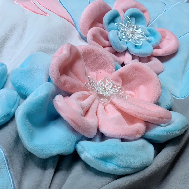 2019 роскошный бархатный Комплект постельного белья из 4/7 предметов пододеяльник с