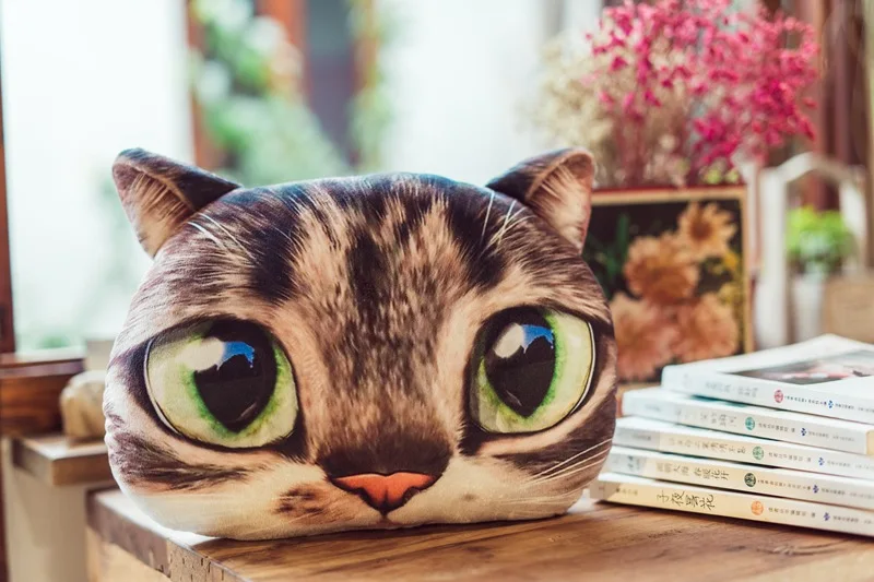 Творческая кошка плюшевая подушка 3D принт котенка «головa кота Подушки Большой Размеры мультфильм диванная подушка