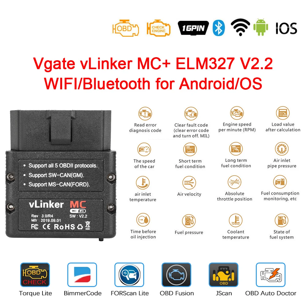 vLinker MC（WIFI+Bluetooth+BLE+Bluetoot）黑色 (3)
