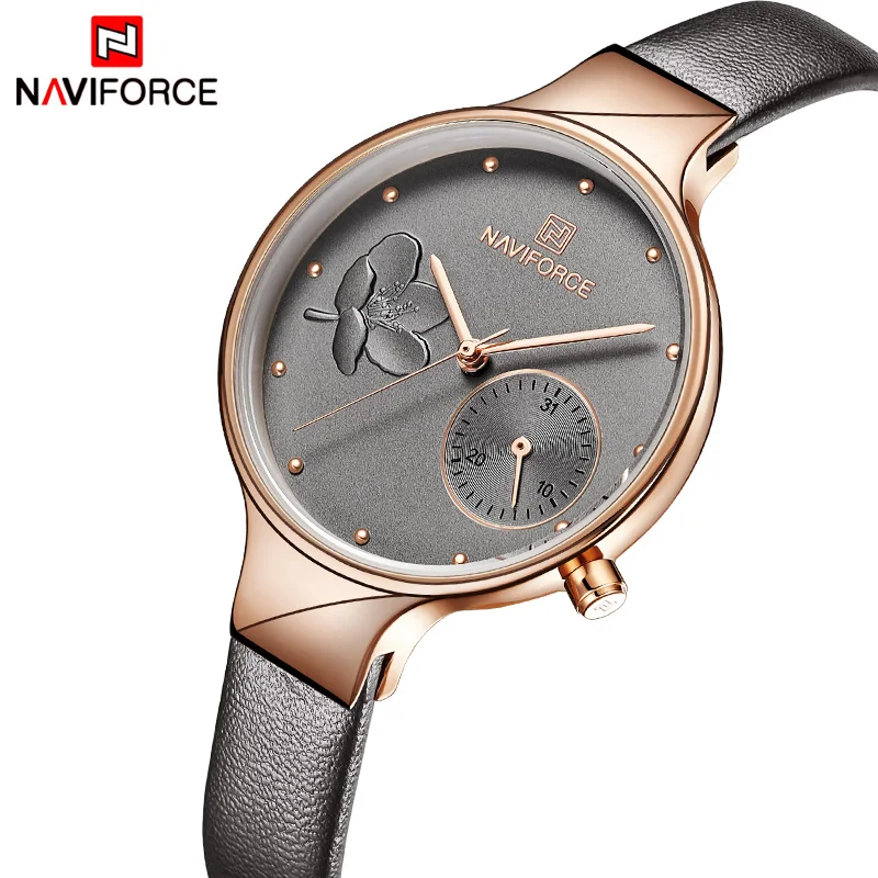 NAVIFORCE женские часы лучший бренд класса люкс Модные кварцевые наручные кожаные