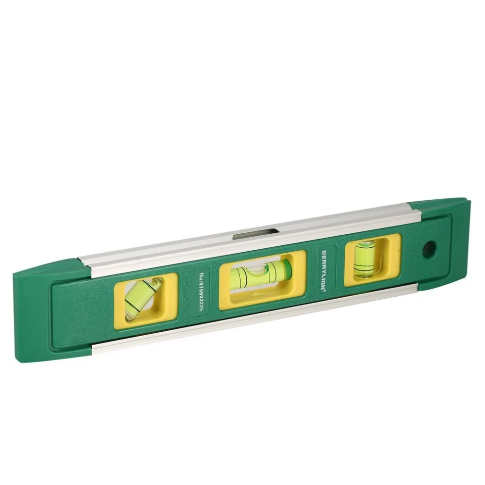 Torpedo Type Level 225mm Magnetic Gradienter Spirit 3 Fluorescent Bubble Ruler Horizontal Vertical Measuring Tool