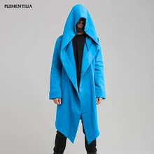 Мужской открытый передний длинный рукав драпированный легкий удлиненный кардиган с капюшоном с карманами мужской однотонный Свободный кардиган