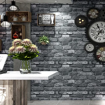 

10m waterproof Retro nostalgic PVC wallpaper 3d stereo brick brick wallpaper bar restaurant clothing store home decor bedroom