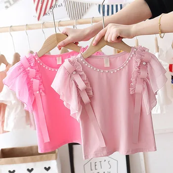 

Girls T-shirt 2020 Summer New Baby Girl Children's Short-Sleeved Lace Princess T-shirt Bottoming Shirt Top kids baby girl cloths