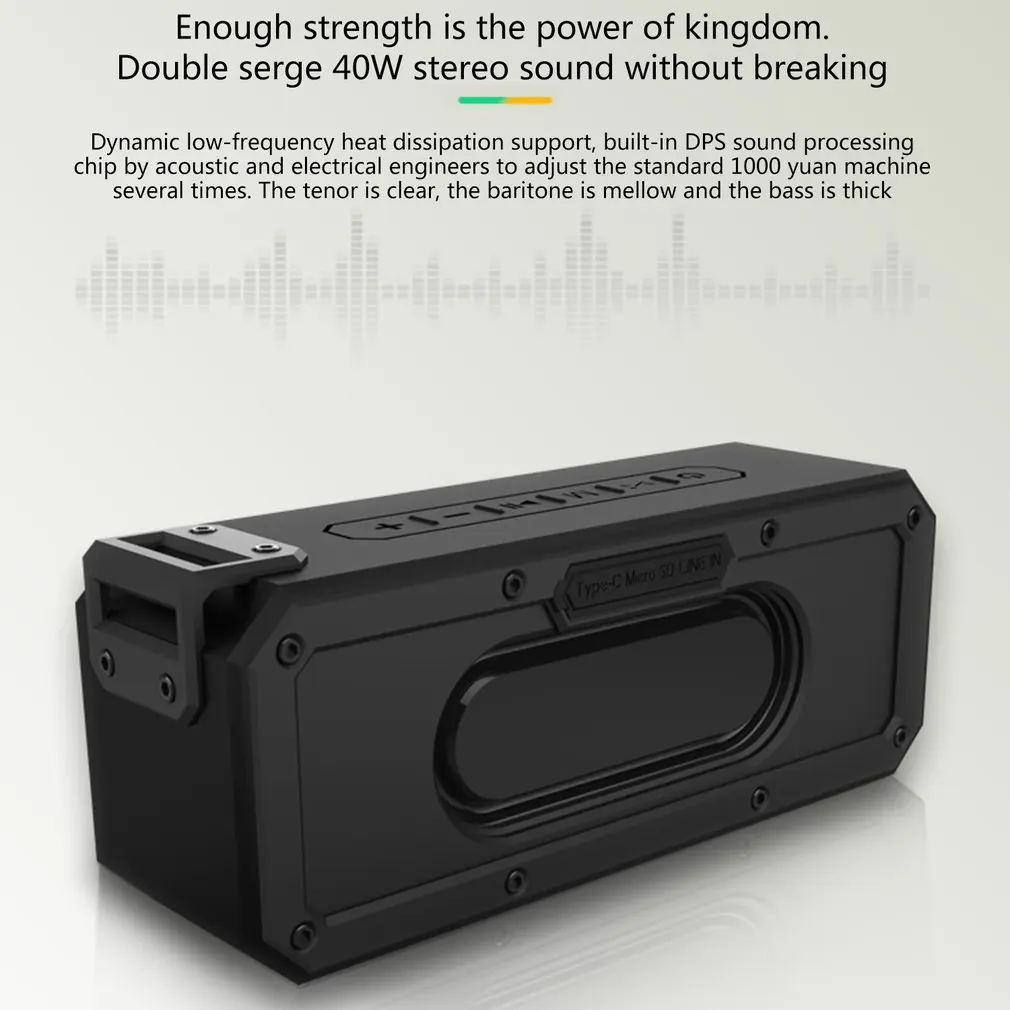 Водонепроницаемый Bluetooth динамик портативный открытый перезаряжаемый беспроводной динамик s 40 Вт/20 Вт Dsp Беспроводная аудио карта сабвуфер