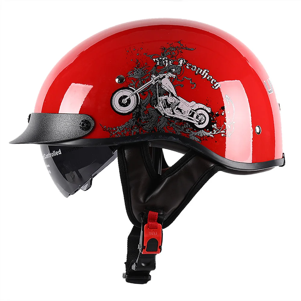 LV112-10 LVCOOL мотоциклетный шлем Casco Moto Мужской Ретро винтажный полушлем шлем скутер мотоциклетный гоночный шлем для верховой езды с точками - Цвет: LV112-10