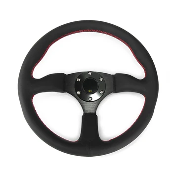 

13.5 inch Modified Car Racing Steering Wheel 330mm Universal Flat Real Leather Auto Sport Steering Wheel