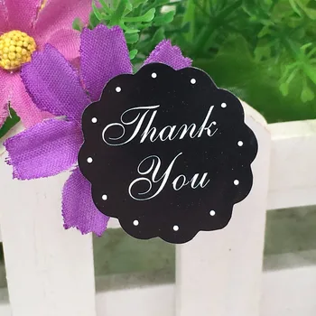 

100pcs Black Paper Thank you Sticker Labels Gift Packing label stickers DIY Handmade baking Cake/candy Seal labels 3cm Round