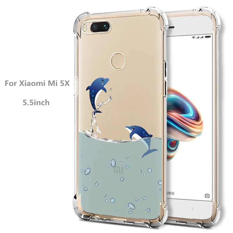 Dolphin Для Xiaomi mi 5x A1 Gasbag гелевый Чехол градиентной расцветки задняя крышка защитная оболочка для mi 5 x mi 5x Защитная сумка для мобильного телефона пневмоподушка - Цвет: Dolphin